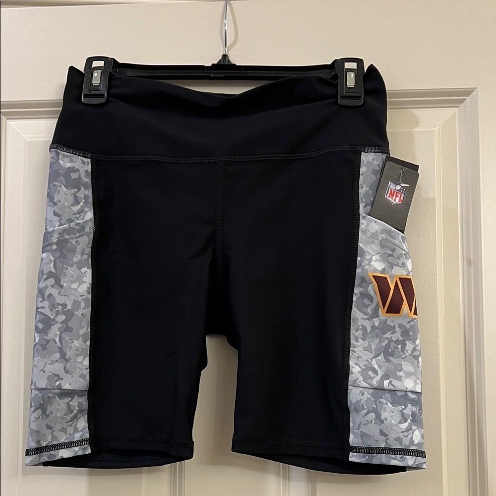 NFL Washington Commanders Women's Black and Gray Athletic compression Shorts